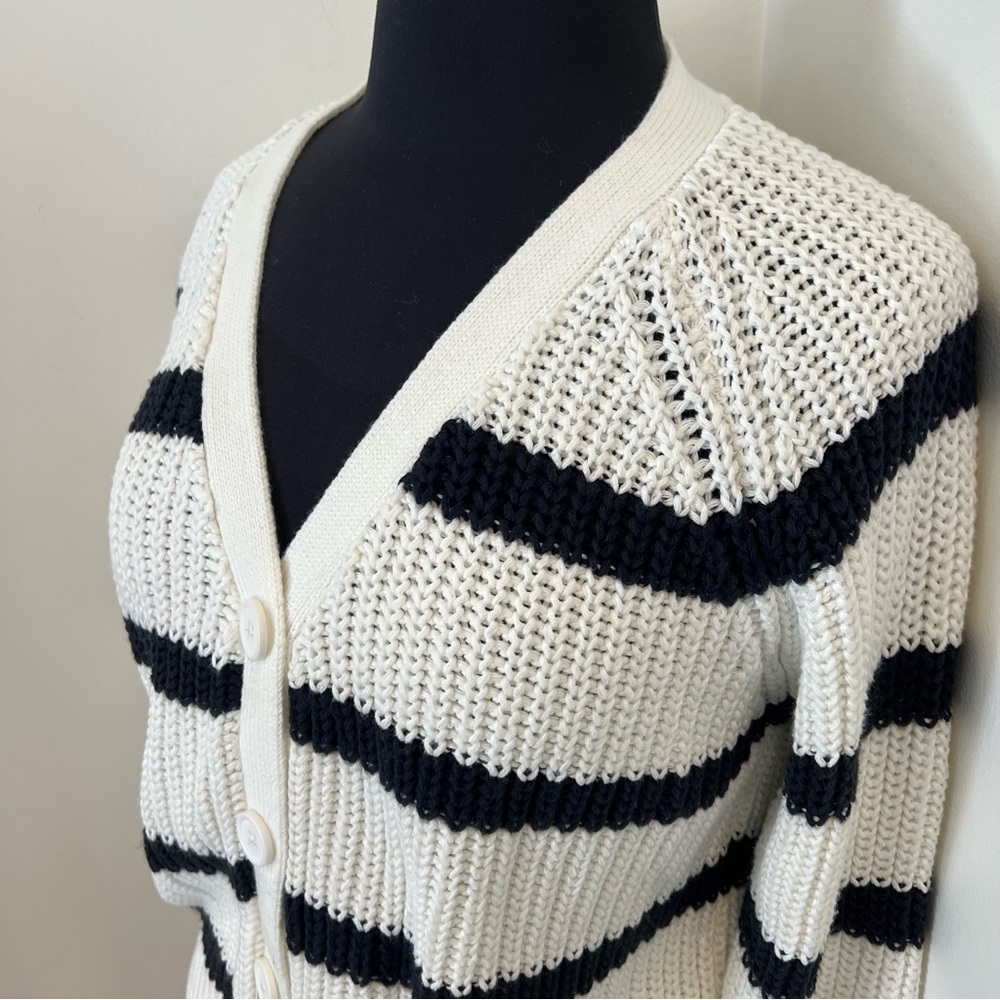 Aqua Striped Knit Cardigan Sweater - Picture 8 of 9